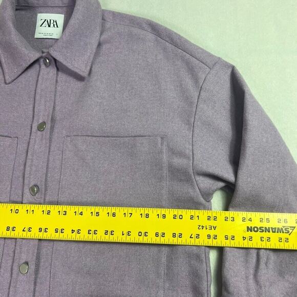 ZARA Shacket Womens XS Purple Wool Blend Long Sleeve Wide Pockets Button Up - Picture 4 of 6